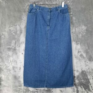 Vintage Denim Maxi Skirt Womens 14 Y2K 90s Boho Western Prairie Cowgirl Modest